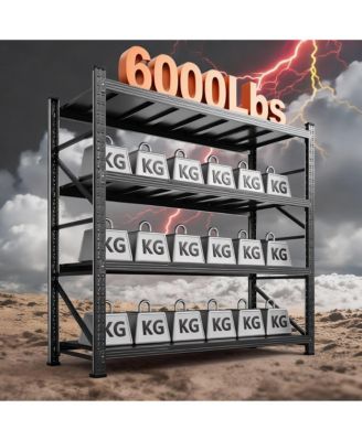 Heavy Duty79" W x 70" H Garage Shelving, 4-Tier, Adjustable, 6000 lbs Capacity