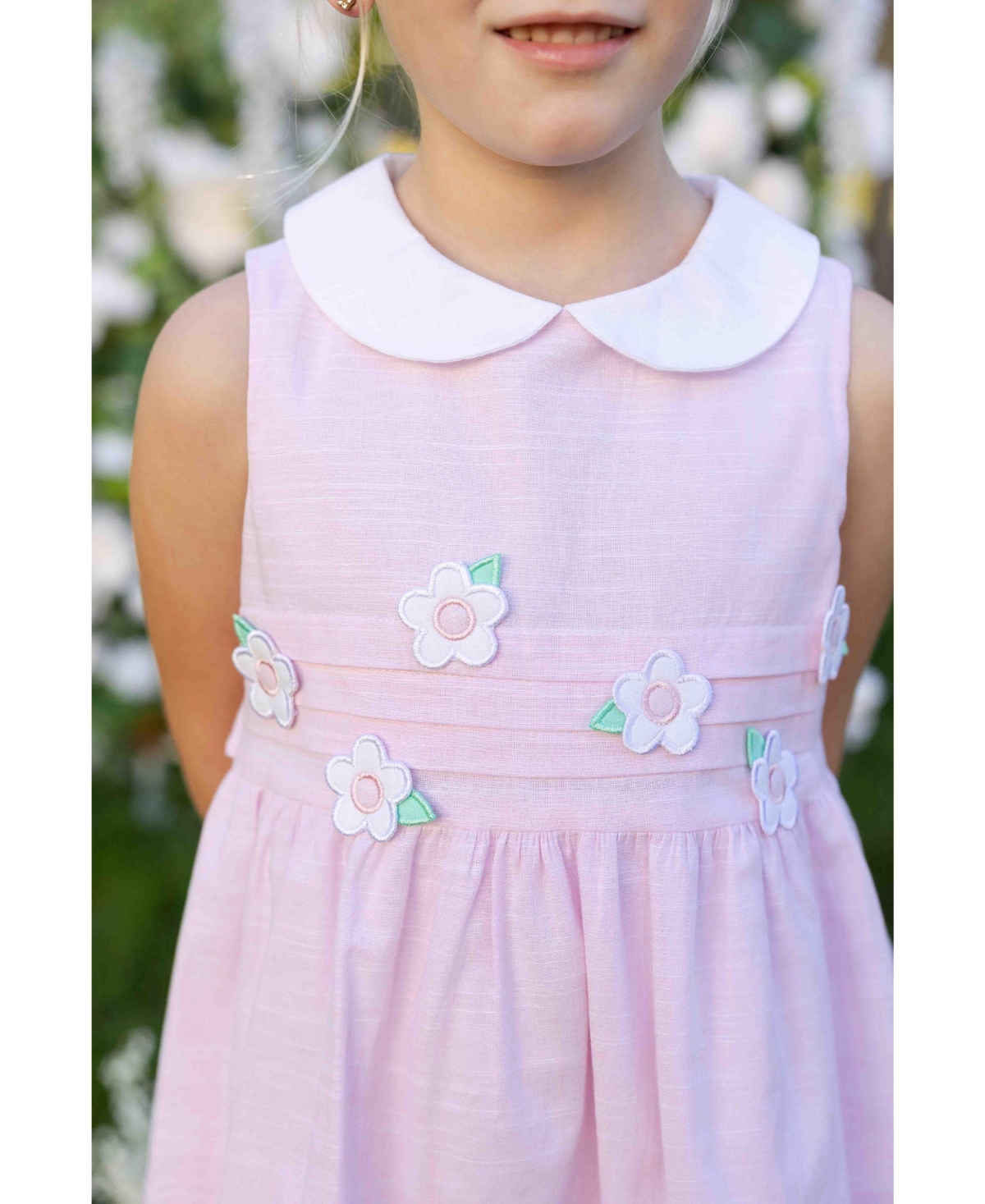 Florence Eiseman Big Girls Linen Look Dress With Flowers