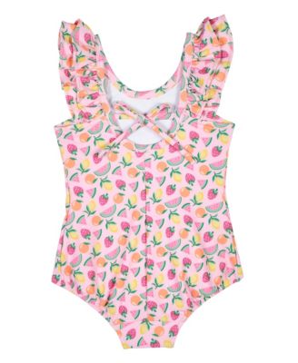 Toddler Girls Fruit Print Ruffled Swimsuit