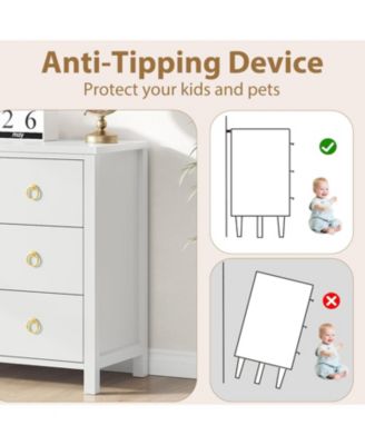 29" Tall 3 Drawer Bedroom Dresser with Clothes Storage Cabinet & Drawer Organizer Chest