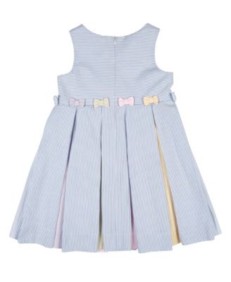 Big Girls Multicolor Seersucker Pleated Dress