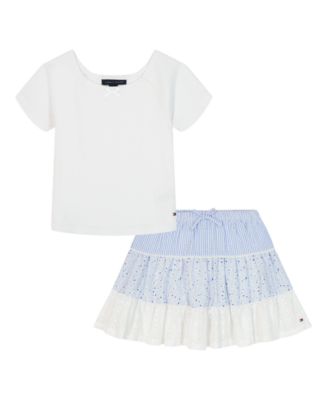 Girls' Toddler 2T-4T Raglan-Sleeve T-Shirt & Eyelet Skort, 2-Piece Set
