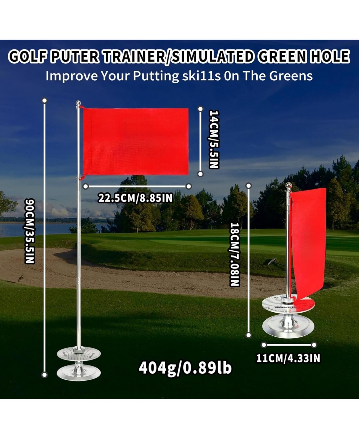 Wosofe Golf Swing Training Practice Aids Putter Green Hole with Flag Putter Hole Cup Golf Training Equipment Indoor and Outdoor Office Backyard Practi