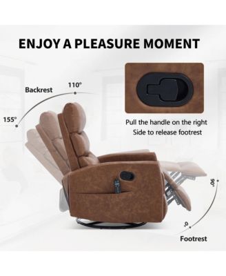 Fabric Rocker & Swivel Manual Recliner Chair with Heat Massage