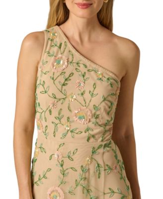 Women's One-Shoulder Beaded Gown
