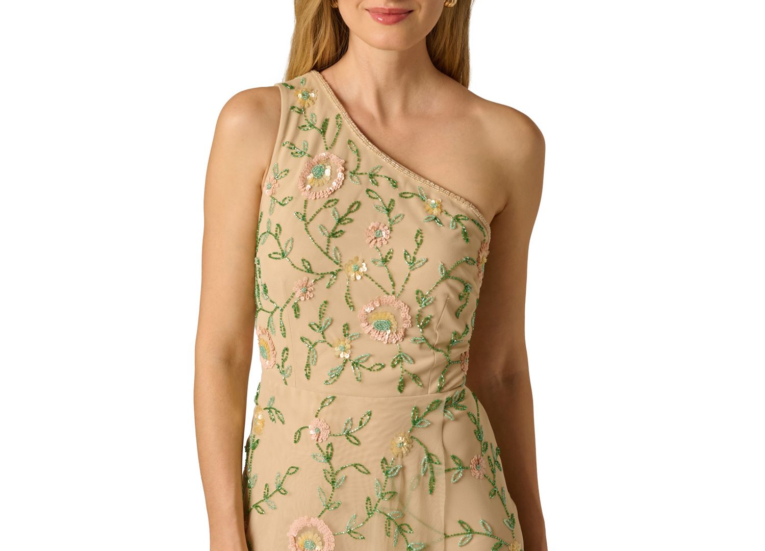 Women's One-Shoulder Beaded Gown
