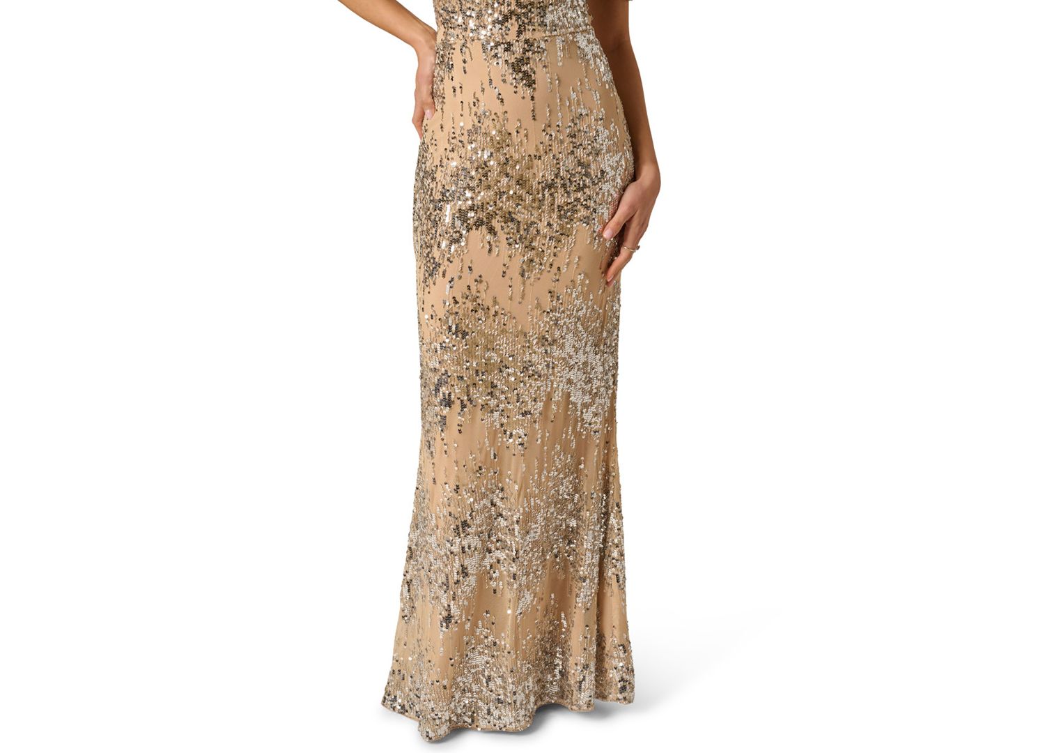 Women's Draped Sequin One-Shoulder Ball Gown