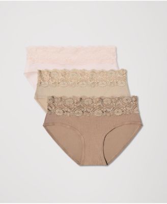 Women's Lace Waist Brief 3-Pack Made With Cotton