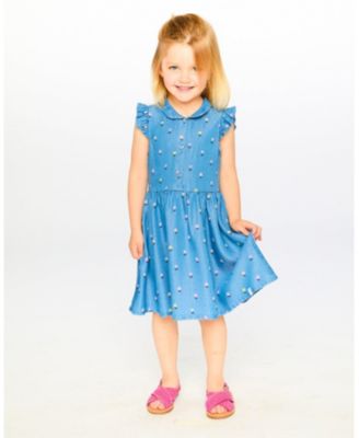 Big Girls Sleeveless Button Down Dress Flower Print