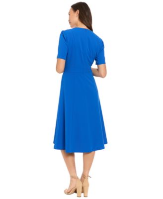 Women's V-Neck Side Tab Midi Dress
