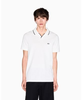 Men's Short Sleeve Pique Johhny Collar Polo Shirt with Tipping