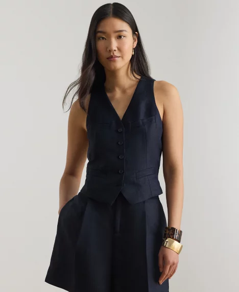 Petite Jalan V-Neck Vest - Lauren Navy