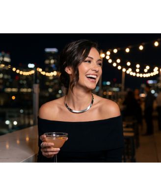 Modern Flat Contoured Collar Curved Statement Choker Necklace .925 Silver Sterling