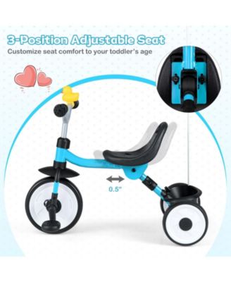 Toddler Tricycle with 3 Position Seat and Storage Basket for Kids
