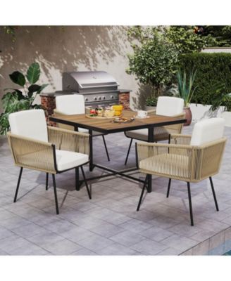 5 Pieces Patio Dining Set Outdoor Rectangular Table and Chairs Furniture Set