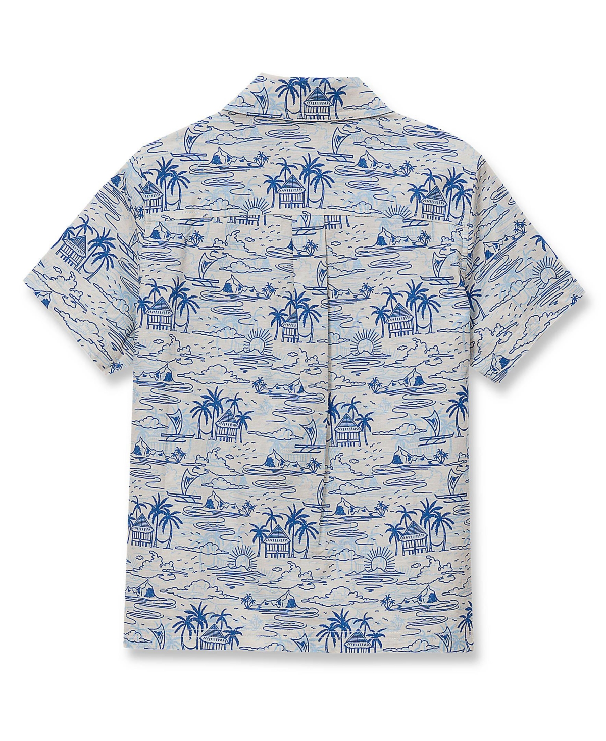 Lands' End Boys Short Sleeve Linen Slub Button Down Shirt