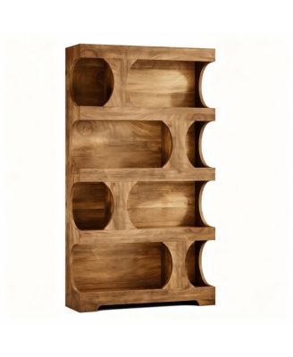 4-Shelf Bookcase with Asymmetrical Design for Home Office or Living Room