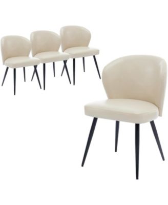 Dining Chairs Set of 4,Ergonomic Upholstered Kitchen Chairs with Steel Legs,265lbs Weight Capacity,Easy Clean Leather