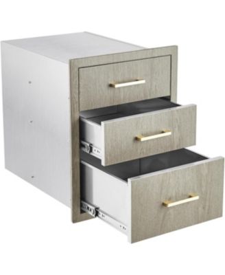 PeakPursuit Stainless Steel Outdoor Kitchen Triple Drawers - Heavy Duty with Handles, Weather-Resistant Flush Mount for BBQ Island