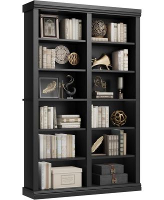 74.5" Tall Bookshelf with Double Storage, Extra Large Bookshelf, 6-Tier Double Wide Bookshelves w/ 12 Cubbies, Wide Freestanding Bookcases for