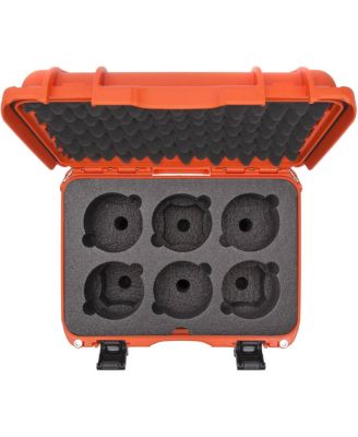 Medium Series 918 Lightweight NK-7 Resin Waterproof Protective Case with Foam Insert for 6 Camera Lens, Orange