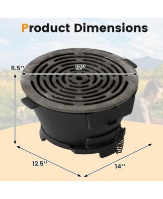 12 Inch Double-Sided Grate Round Hibachi Grill Outdoor Portable Charcoal Stove