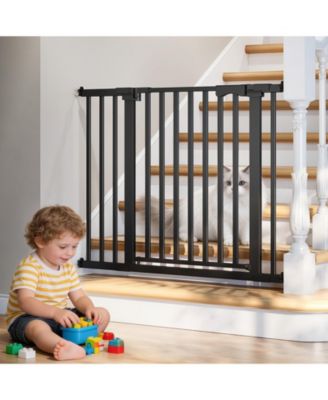Pressure-Mounted Baby and Pet Safety Gate with Auto-Close, Dual-Lock Handle and Accessible Ramp