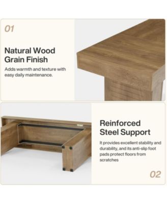 70.9" Extra Long Bar Table, Counter Height Pub Table with Sturdy Pedestal Base, Modern Rustic Rectangular Bar Height Table