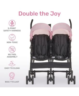 Baby Twin Venture Umbrella Stroller, Multi Backrest Positions, Adjustable & Removable Canopy Double Stroller, 360°Swivel Wheels with Locks