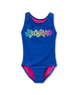 Girls Chlorine Resistant Sporty Racer Back One Piece Swimsuit