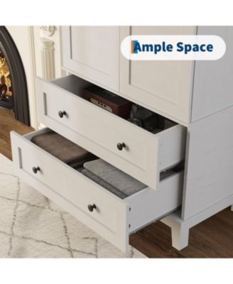 Farmhouse Kitchen Pantry Cabinet, Freestanding Storage Cabinet w/ 2 Adjustable Shelves, Wood Cupboard Pantry for Kitchen