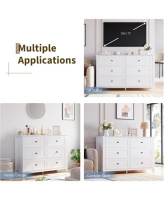 6 Drawers Dresser for Bedroom, 54" W Modern Storage Chest of Drawers for Clothes, Storage Dressers Organizer with Deep Drawers for Living Room
