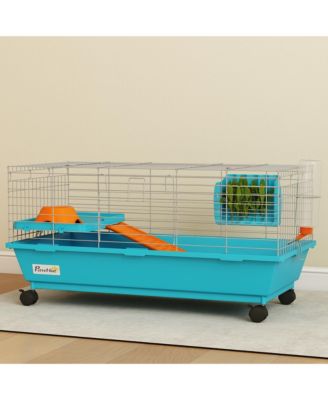 35"L Small Animal Cage, Rolling Bunny Cage, Guinea Pig Cage,