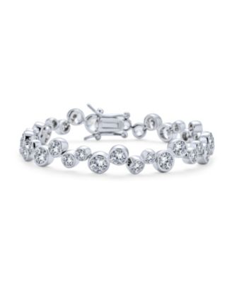 Zig Zag Geometric Cubic Zirconia Bezel Set Bubble Tennis Bracelet