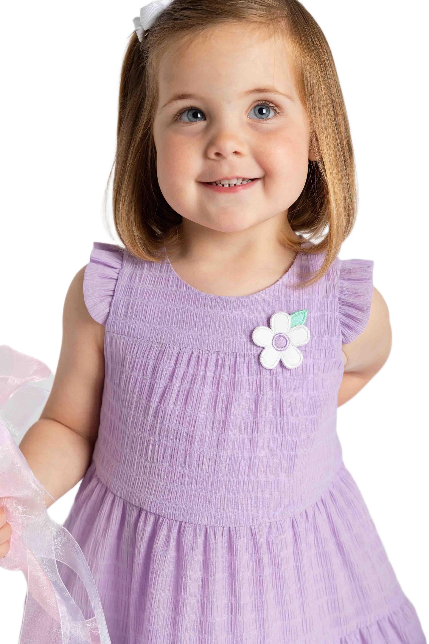 Платье Florence Eiseman Crinkle Lawn Dress With Flower для девочек, цвет: Фиолетовый — фото 3