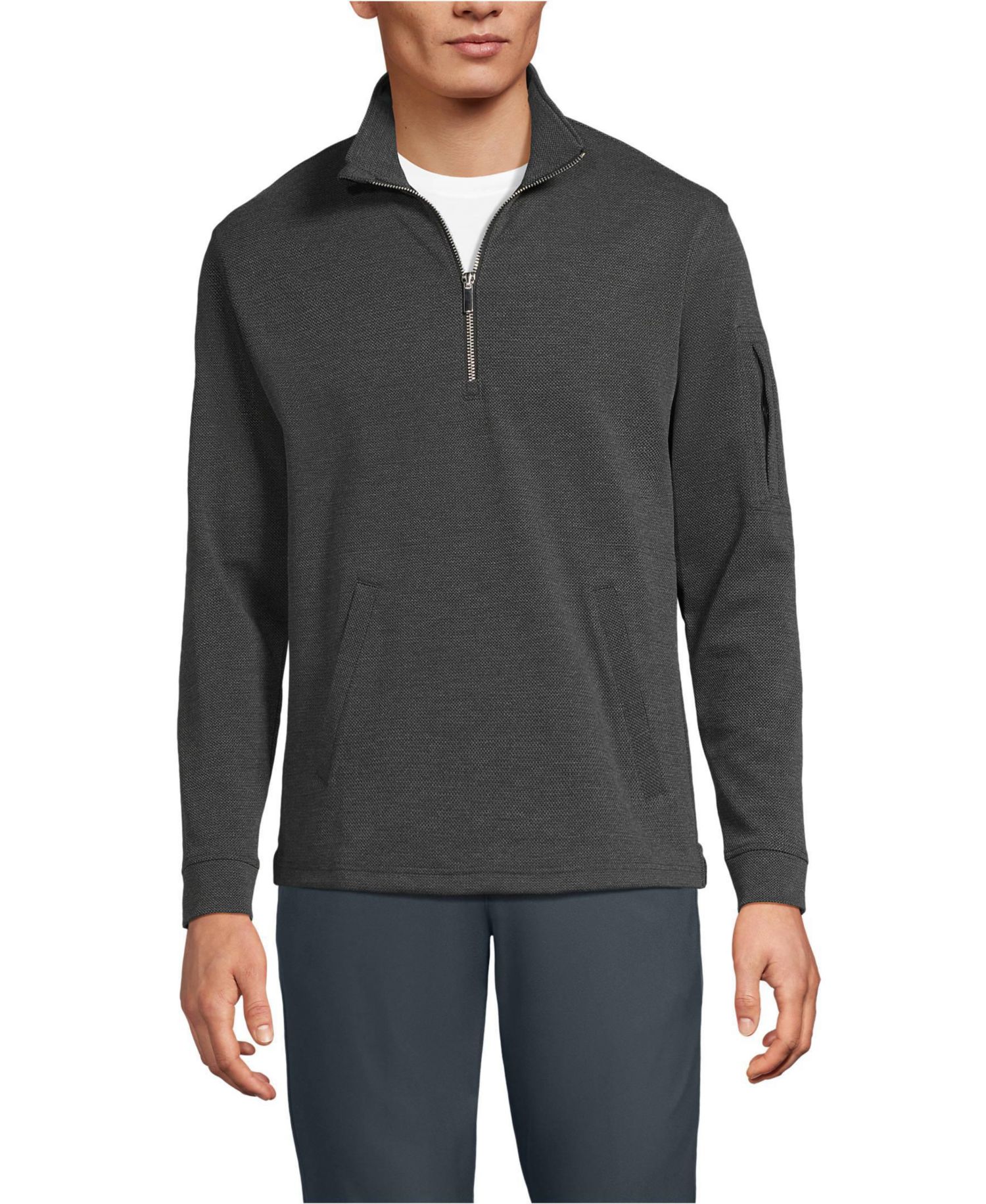 Men's Long Sleeve Cooling Performance Pique Quarter Zip