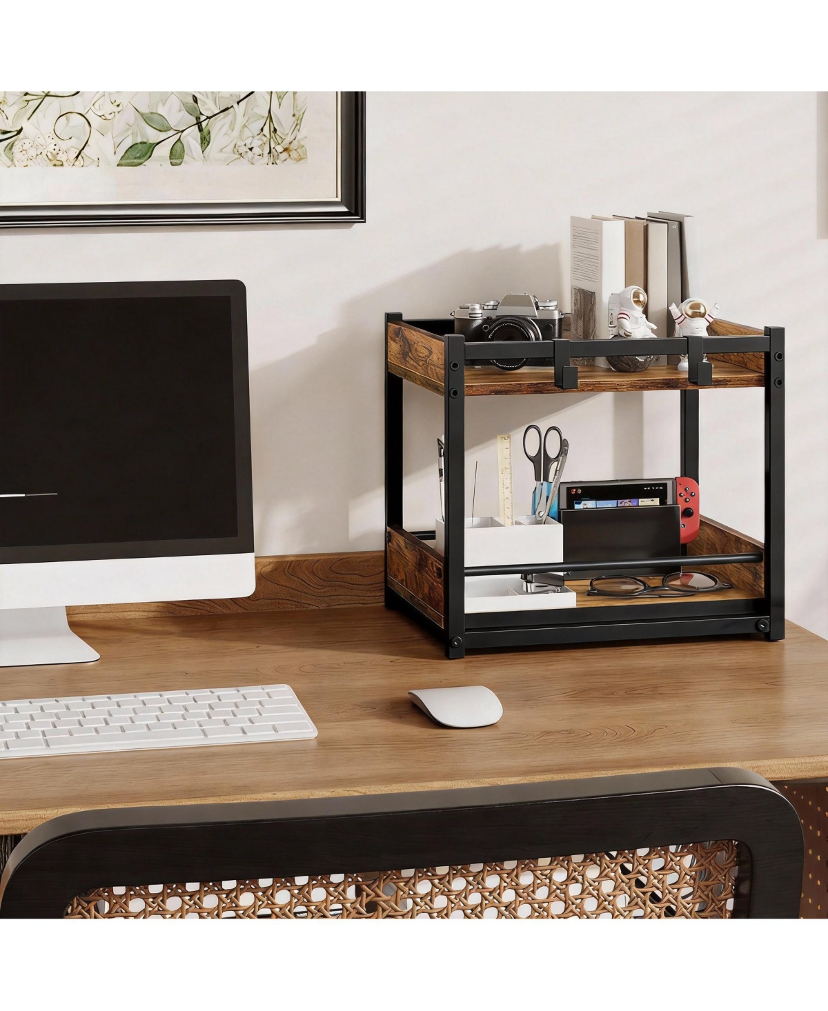 Yigii 2-Tier Kitchen Organizer with Pull-Out & Hooks for Efficient Storage