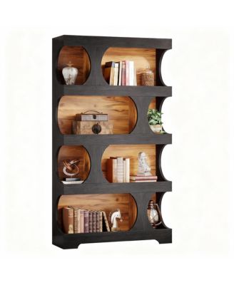 4-Shelf Bookcase with Asymmetrical Design for Home Office or Living Room