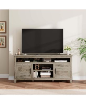 TV Stand for 63 in, Entertainment Center with Adjustable Shelves, Farmhouse TV Stand with Cabinet Doors,for Living Room, Bedroom
