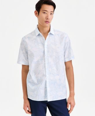 Men's Short-Sleeve Cotton Leaf Shirt