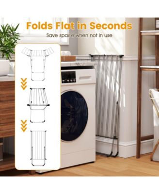 Folding Aluminum Clothes Drying Rack with 2 Side Wings, Laundry Airer