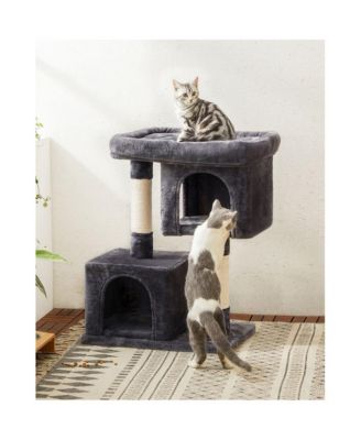 26.4-Inch Cat Tower with 2 Cat Caves, Scratching Posts, Compact Indoor Cat Tree