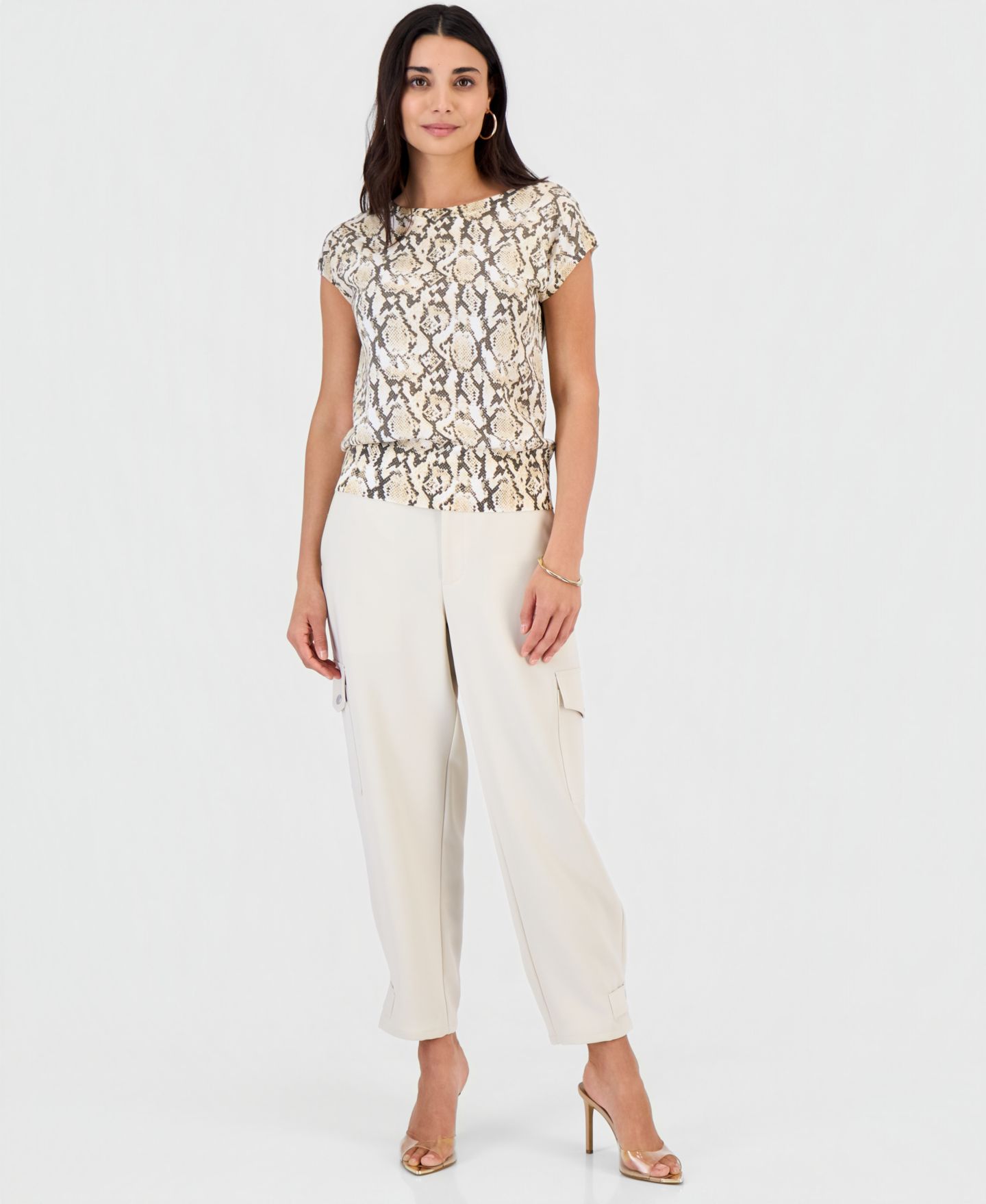 Топ I.N.C. International Concepts Petite Printed Wide Neck Dolman-Sleeve Top, цвет: Змеиный — фото 2