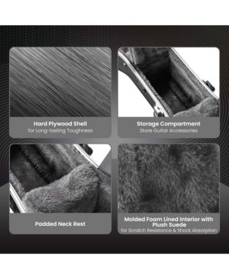 ABS Acoustic Guitar Case with Backpack Straps & Stand Kit Fits for 41" Lockable Hardshell Carrying Case