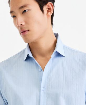 Men's Short-Sleeve Solid Texture Shirt
