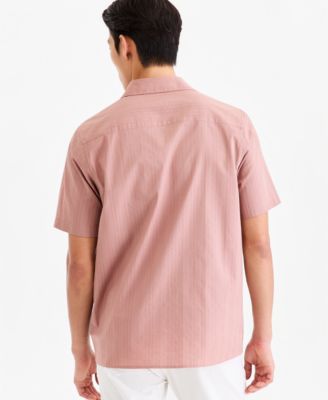Men's Short-Sleeve Solid Texture Shirt