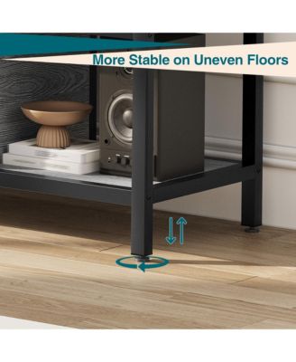 58" Wooden Farmhouse TV Stand for Bedroom, Fits 65" TVs, Cabinet with Open Storage Shelves