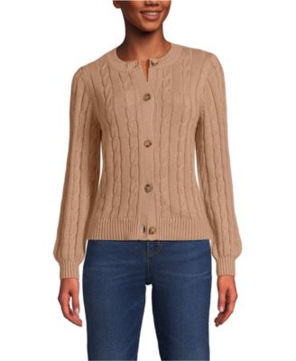 Women's Drifter Classic Cable Crew Neck Cardigan Sweater