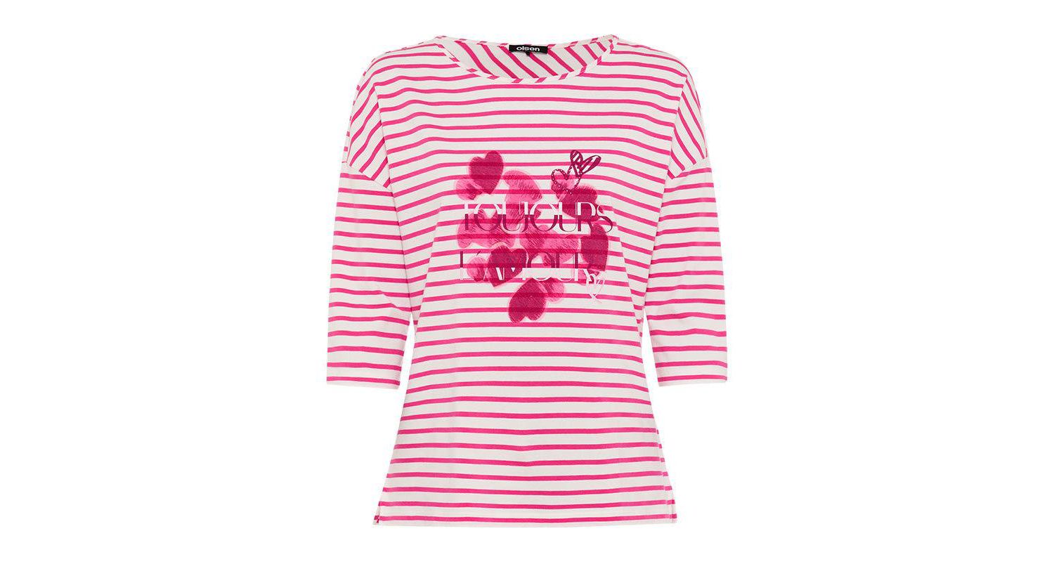 Women's Stripe and Hearts Print T-Shirt