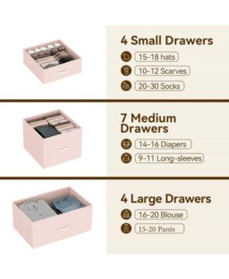 48" H Tall Dresser with 15 Drawers, Fabric Storage Dresser with Steel Frame & Wood Top, Sturdy Dressers for Bedroom, Closet, Hallway